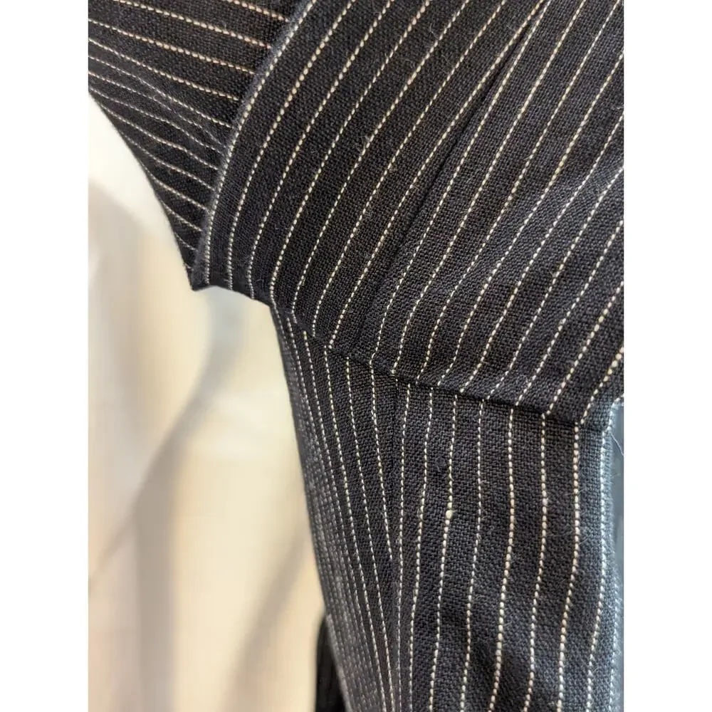 Joe Joseph Abboud Mens 38L Black Linen Pinstripe 2 Button Blazer Jacket NWOT